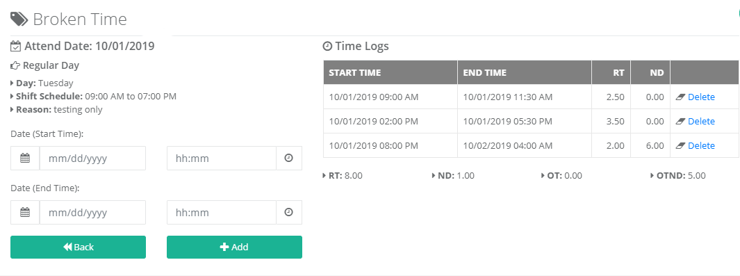 Broken Time Filing