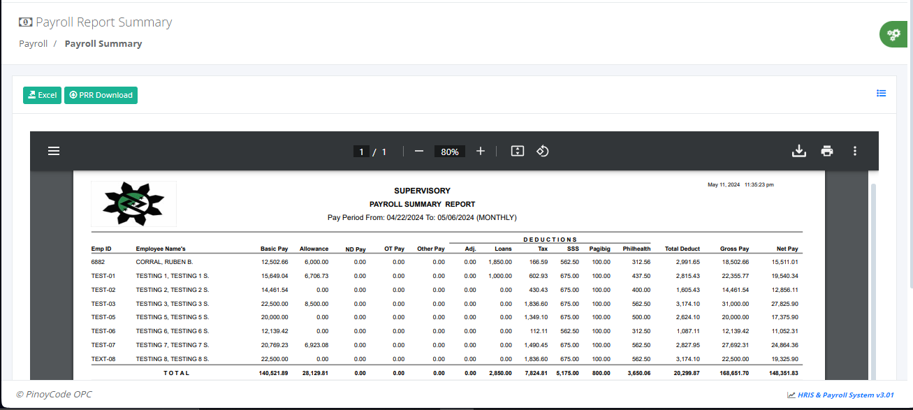 Payroll Summary