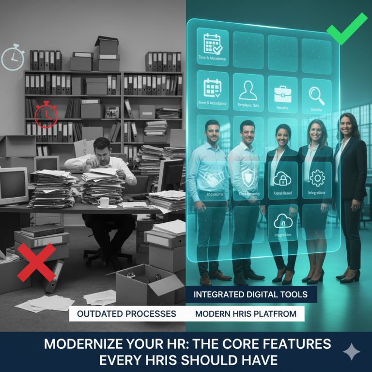 HRIS dashboard showcasing employee management and analytics features