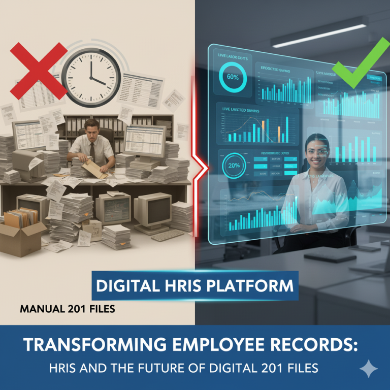 HRIS digital employee records management dashboard